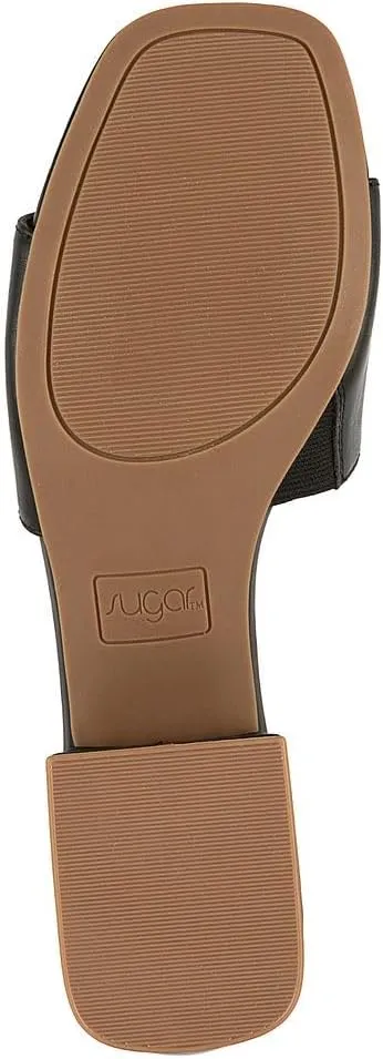 Sugar Women's Slip-On Block Heel Sandals – Square Toe Dress Mules with Low Heel – Comfortable Slide Shoes for Casual or Work Outfits