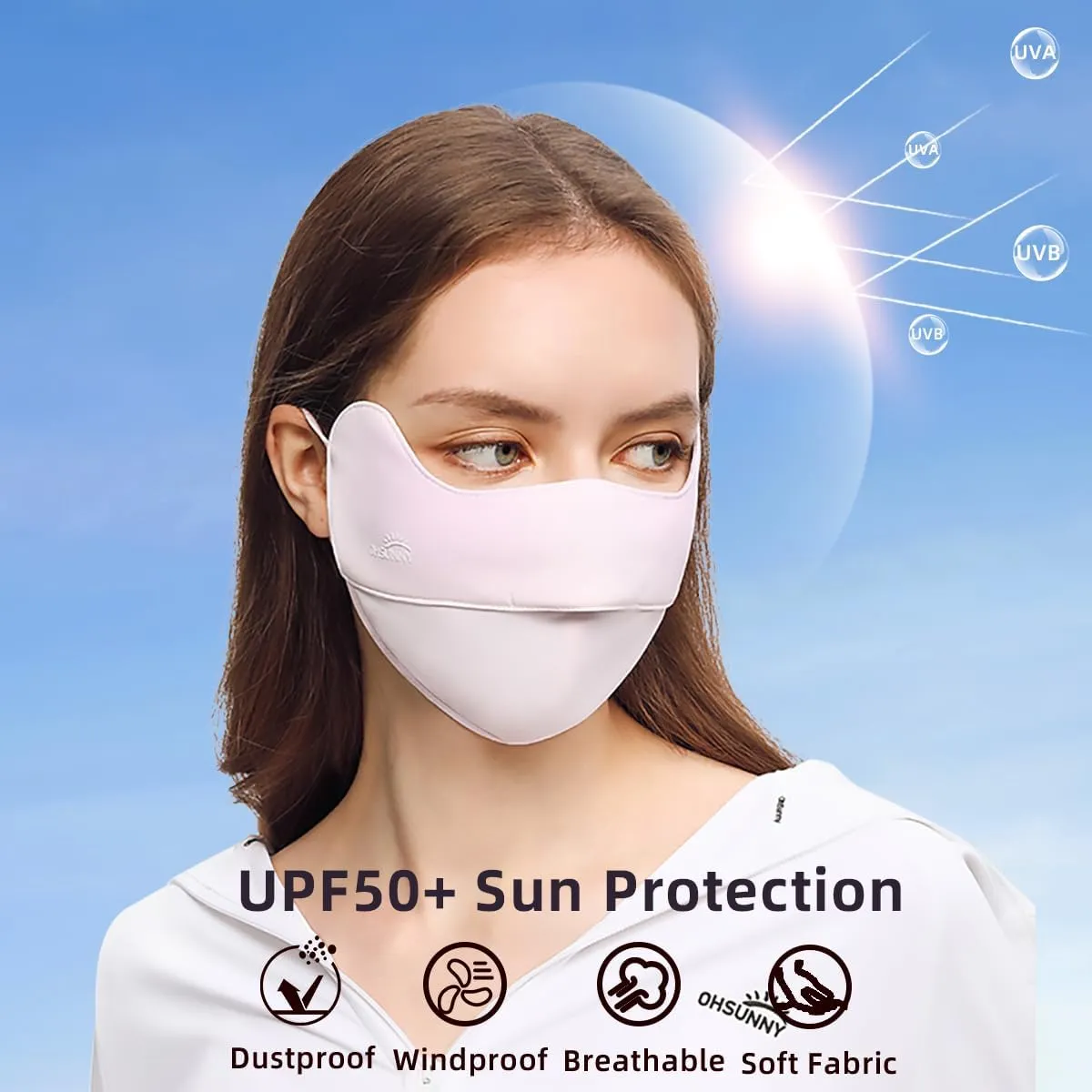 Sun Protection Face Cover UPF 50  Anti-UV Women Summer Mask Cooling Breathable Face Covering SLF5M040T