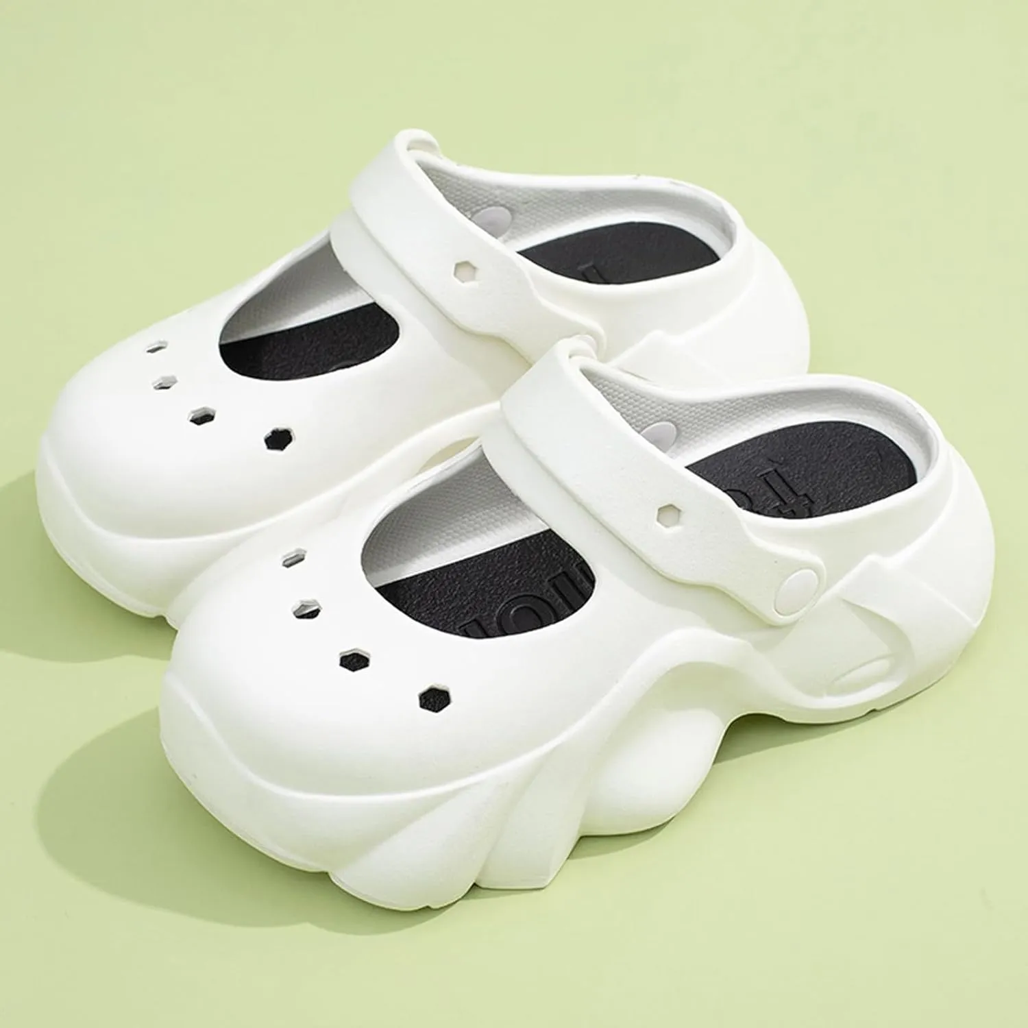 Sunporx Women's Platform Clogs Cute Soft Comfortable Beach Slip on Hight Heels Garden Sandals with DIY Charms Clog Shoes Lndoor Outdoor Walking Slippers