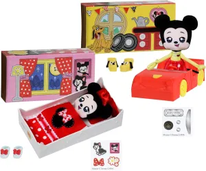 SWEET SEAMS 6" Soft Rag Doll Amazon Exclusive Bundle Pack – 2pc Toy | Classic Minnie Mouse Doll and Bedtime Playset Plus Classic Mickey Mouse and Car Playset