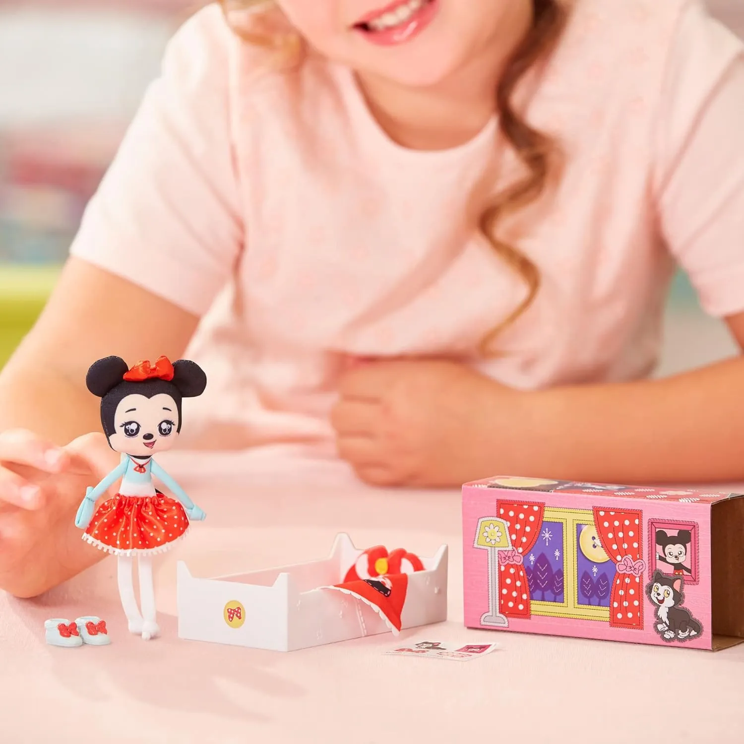 SWEET SEAMS 6" Soft Rag Doll Amazon Exclusive Bundle Pack – 2pc Toy | Classic Minnie Mouse Doll and Bedtime Playset Plus Classic Mickey Mouse and Car Playset