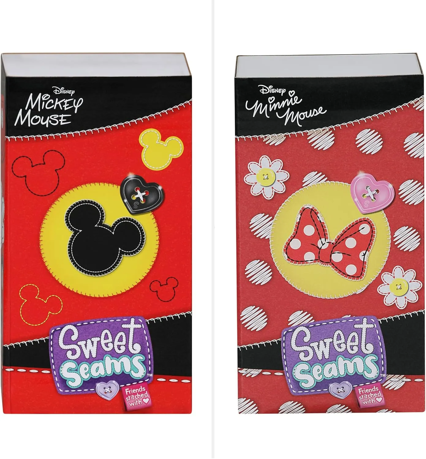 SWEET SEAMS 6" Soft Rag Doll Amazon Exclusive Bundle Pack – 2pc Toy | Classic Minnie Mouse Doll and Bedtime Playset Plus Classic Mickey Mouse and Car Playset