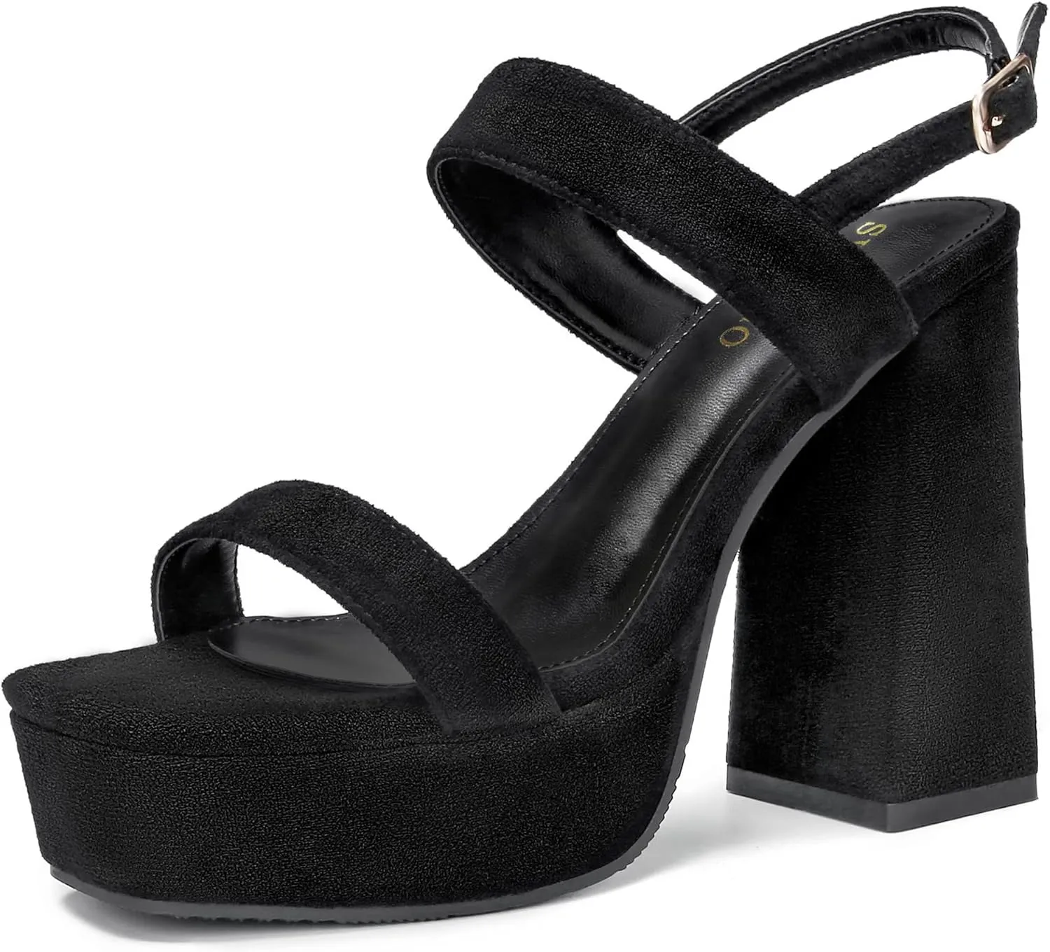 syztsho Platform Heels for Women Chunky High Heel Sandals Suede Ankle Strap Sexy Wedding Dress Pumps Square Toe Wedges Shoes
