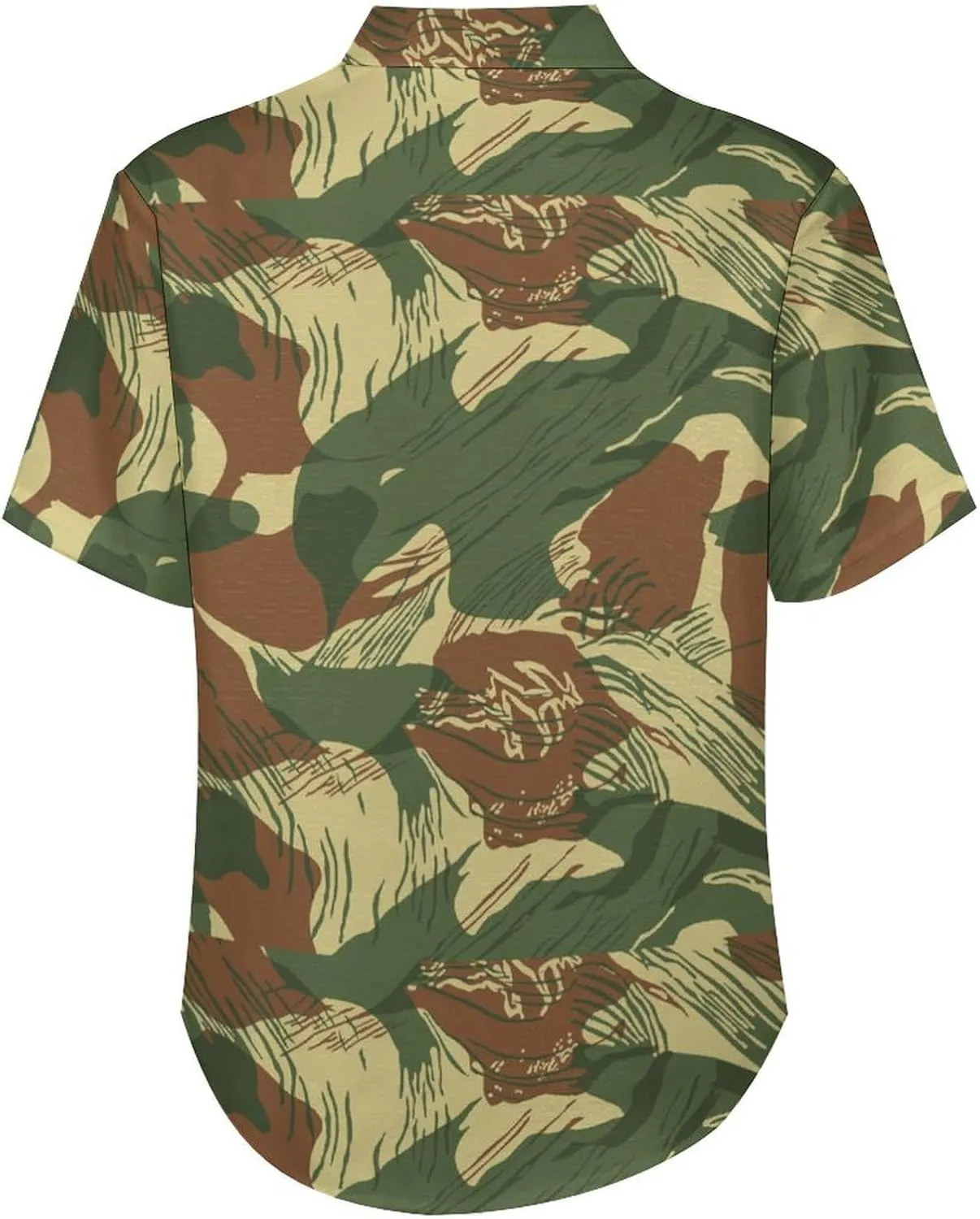 SZDIZOWE Rhodesian Camouflage Men's Imitation Linen Short Sleeve Shirt Button Up with Pocket