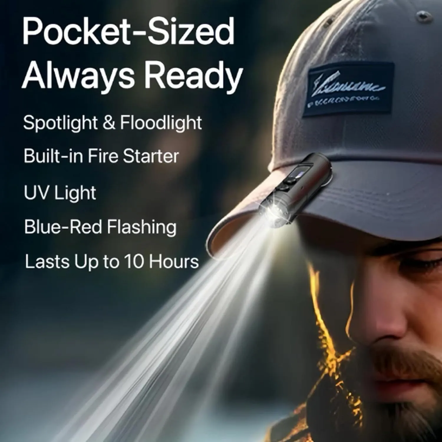 Taclite Mini – The Ultimate Everyday Micro Tool, Rechargeable LED Magnetic Super Bright Tactical Flashlight High Lumens with Hat Clip, Waterproof & 3 Brightness, for Camping, Hiking (Black)
