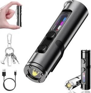 Taclite Mini – The Ultimate Everyday Micro Tool, Rechargeable LED Magnetic Super Bright Tactical Flashlight High Lumens with Hat Clip, Waterproof & 3 Brightness, for Camping, Hiking (Black)