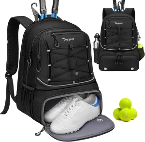 Taygeer Tennis Bag, Tennis Backpack Bags for Women Men 2 Rackets with Ventilated Shoe Compartment, Tennis Bag for Racket