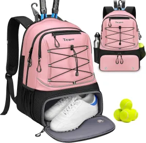 Taygeer Tennis Bag, Tennis Backpack Bags for Women Men 2 Rackets with Ventilated Shoe Compartment, Tennis Bag for Racket