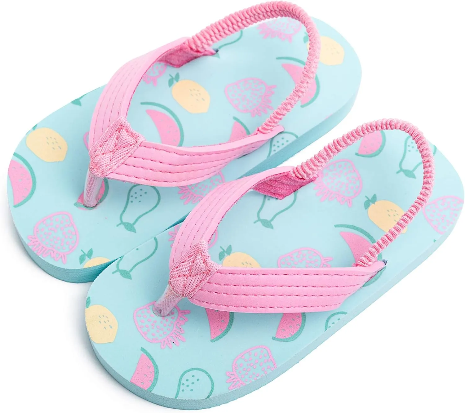 techcity Toddler Boys Girls Flip Flops Kids Unicorn Dinosaur Sandals Beach Pool Water Shoes with Back Strap