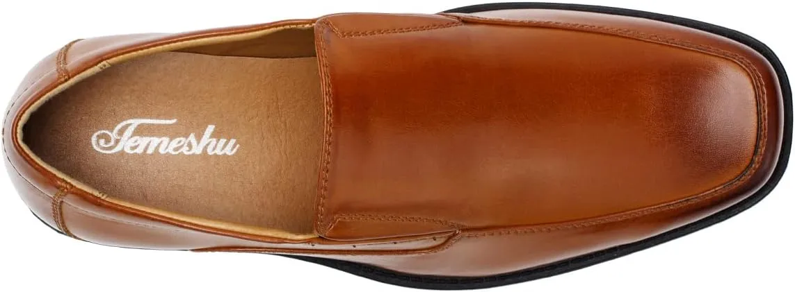 Temeshu Men's Slip-On Loafers Formal Dress Shoes Square Toe Modern Bussiness Oxford Shoes DS10