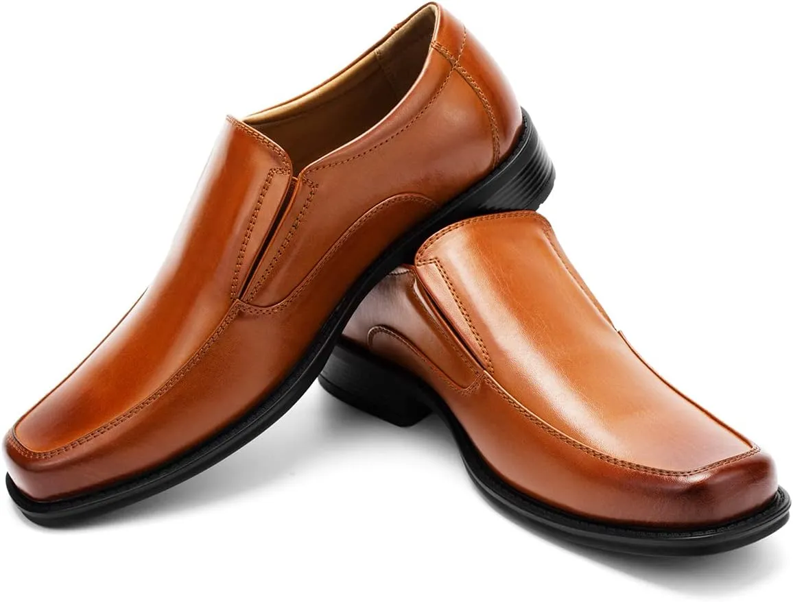 Temeshu Men's Slip-On Loafers Formal Dress Shoes Square Toe Modern Bussiness Oxford Shoes DS10