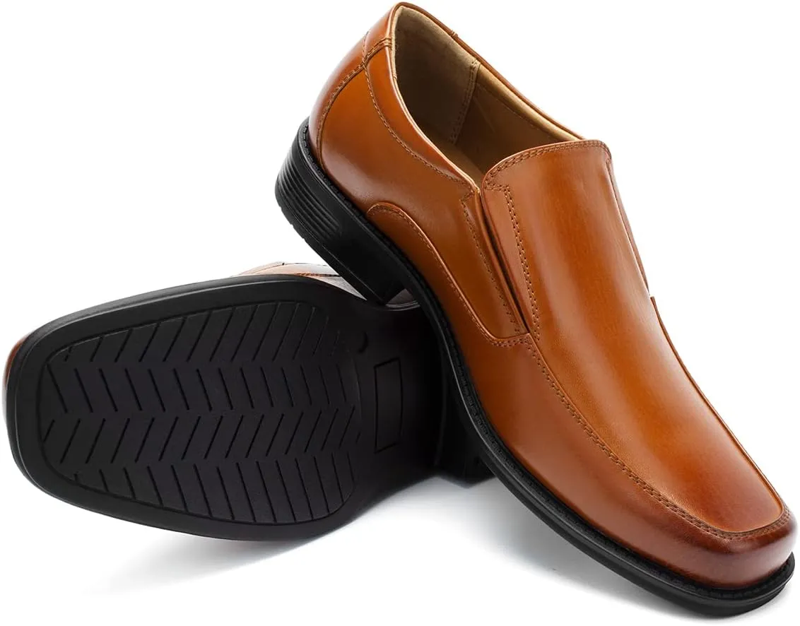 Temeshu Men's Slip-On Loafers Formal Dress Shoes Square Toe Modern Bussiness Oxford Shoes DS10