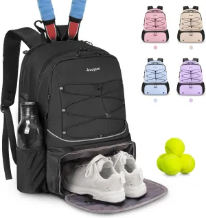 Tennis Bag Holds 2 Rackets, Professional Tennis Bags for Women, Tennis Backpack with Ventilated Shoe Compartment