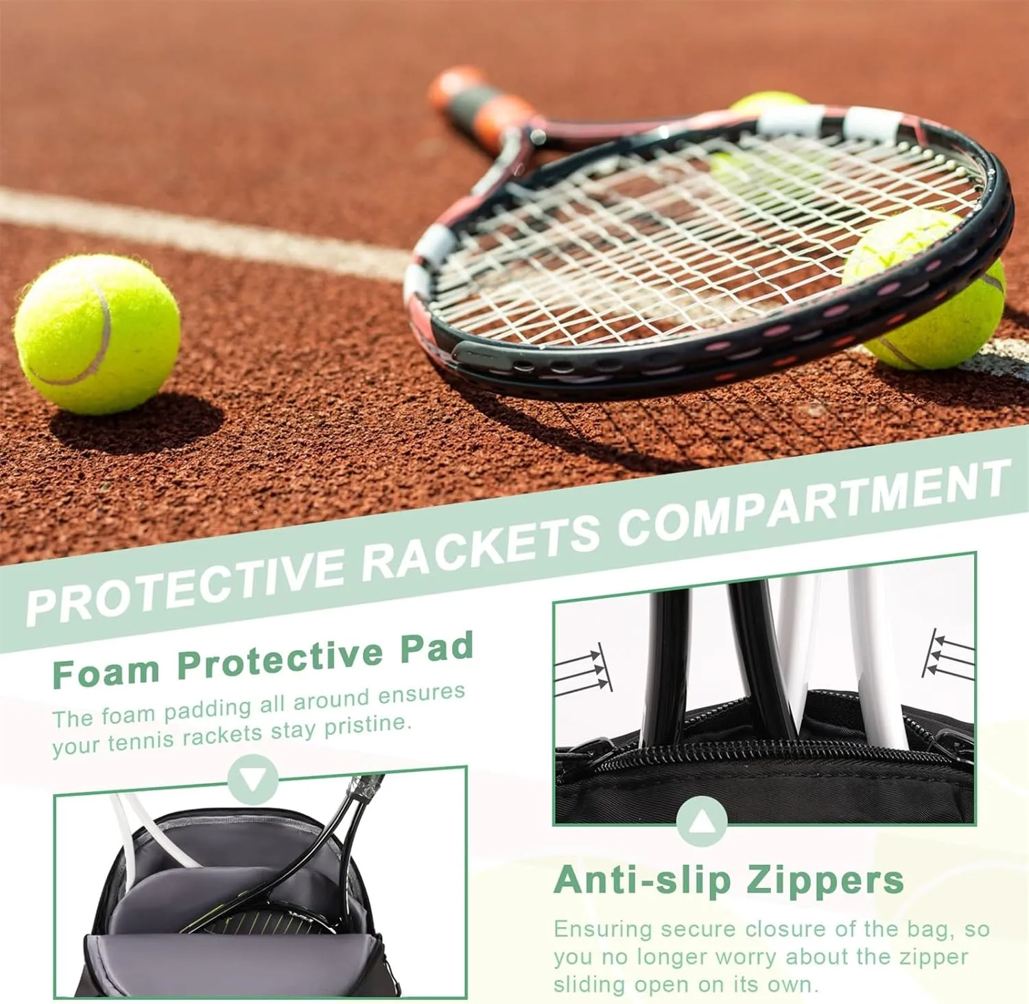 Tennis Bag Holds 2 Rackets, Professional Tennis Bags for Women, Tennis Backpack with Ventilated Shoe Compartment