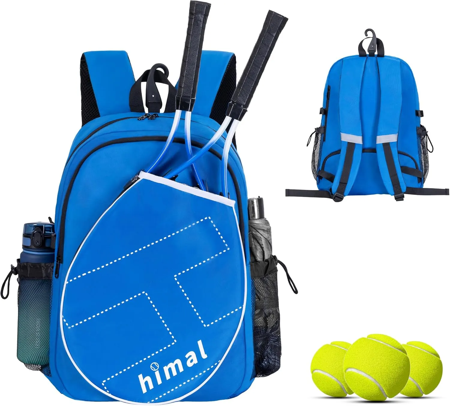Tennis Bag Tennis Backpack for Men Women, Large Capacity Holds 2 Rackets with Ventilated Shoe Compartment and Insulated Pocket