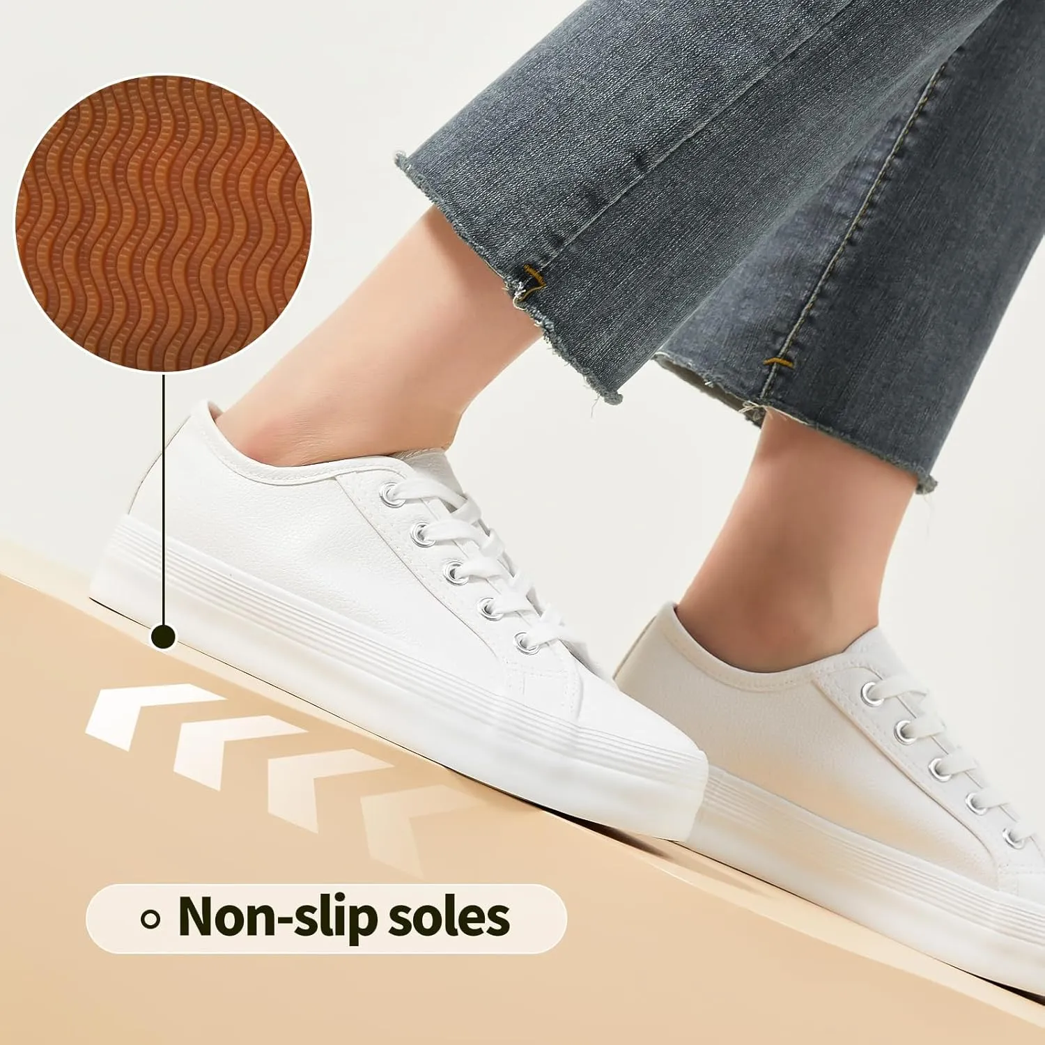 THATXUAOV Women's White Platform Shoes,PU Leather Sneaker for Women,Fashion Casual Tennis Shoes,Black Low Top Platform Walking for Women