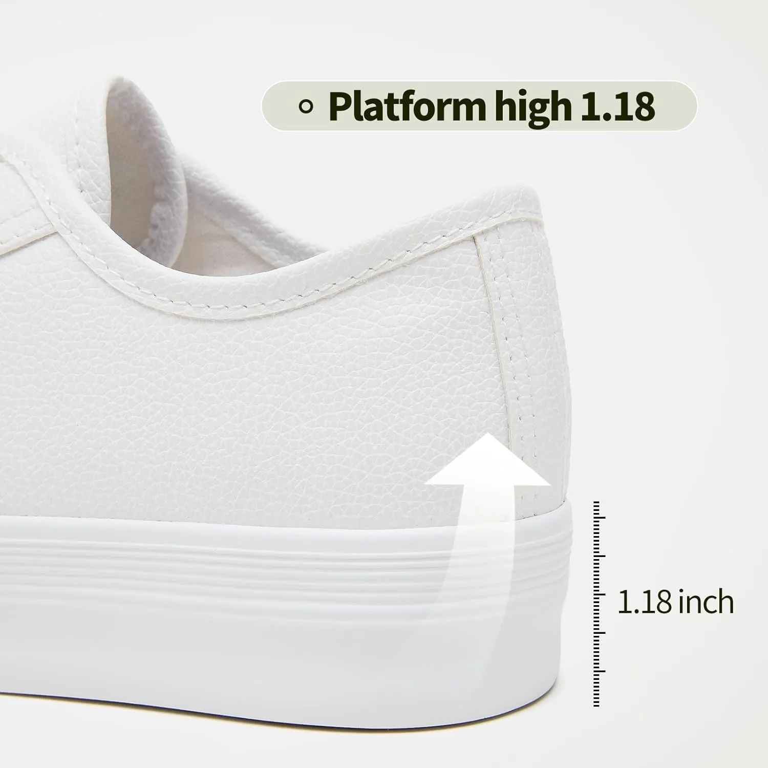THATXUAOV Women's White Platform Shoes,PU Leather Sneaker for Women,Fashion Casual Tennis Shoes,Black Low Top Platform Walking for Women