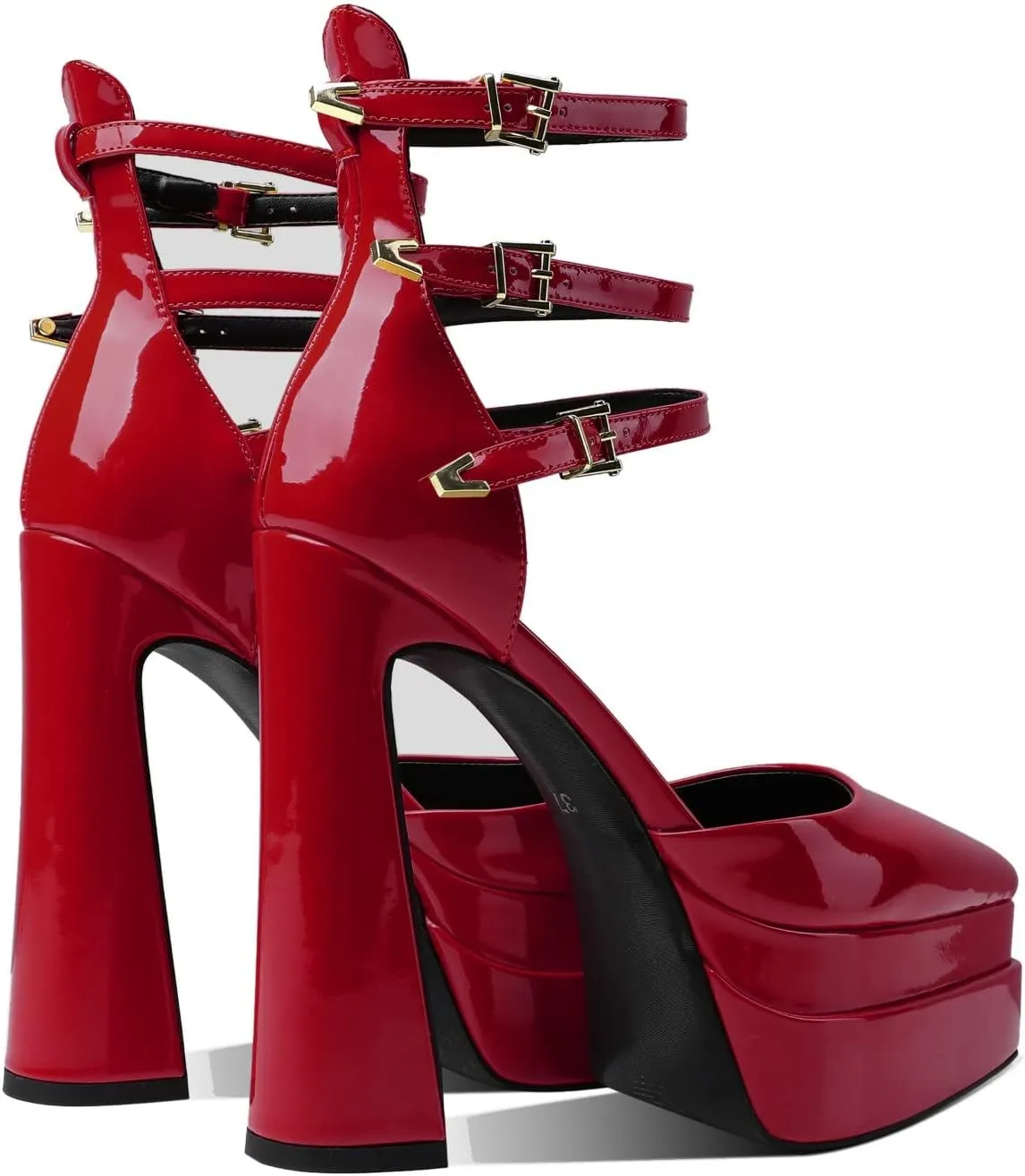 THESHY Womens Platform Chunky Heels Ankle Strap Chunky Block High Heel Pointed Toe Fashion Buckles Dress Pumps