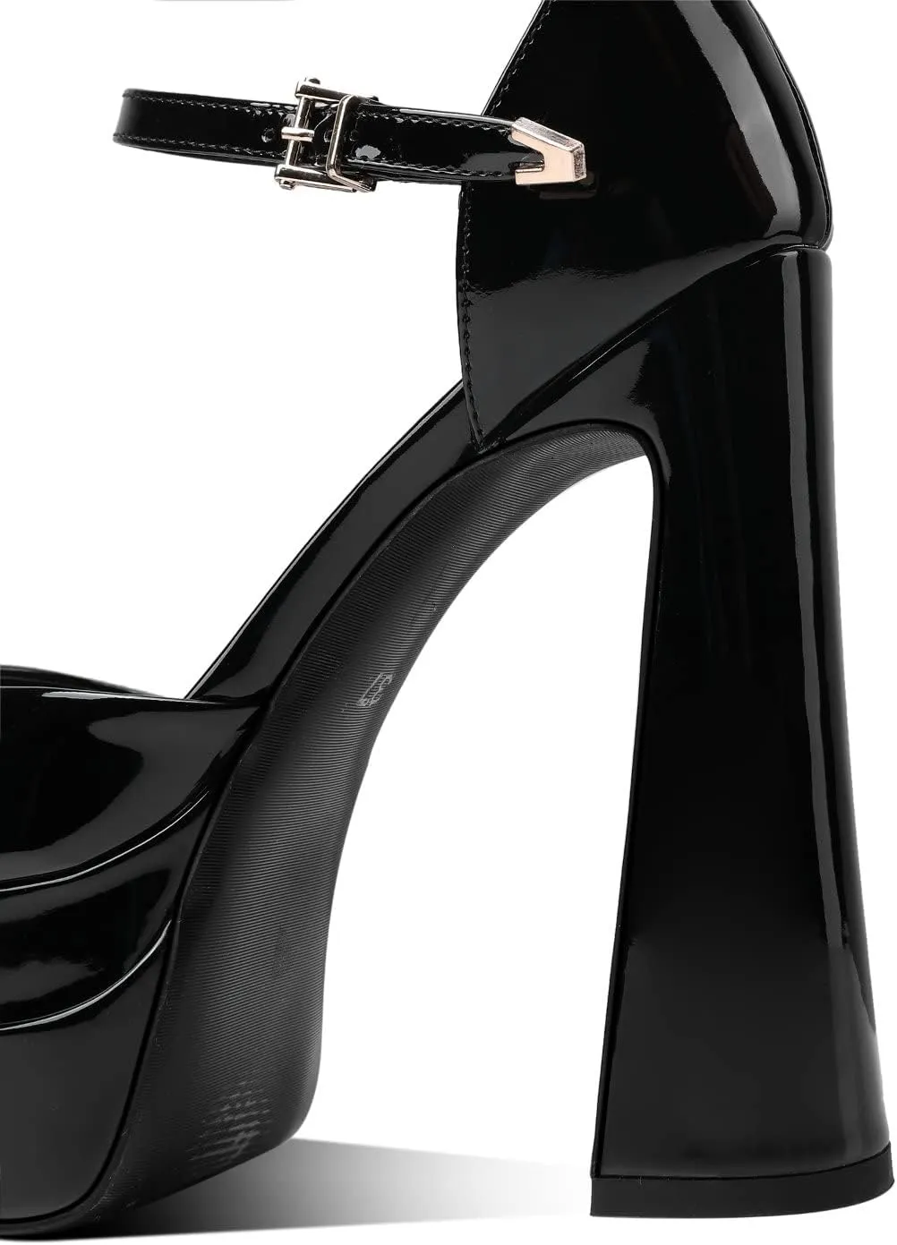 THESHY Womens Platform Chunky Heels Ankle Strap Chunky Block High Heel Pointed Toe Fashion Buckles Dress Pumps