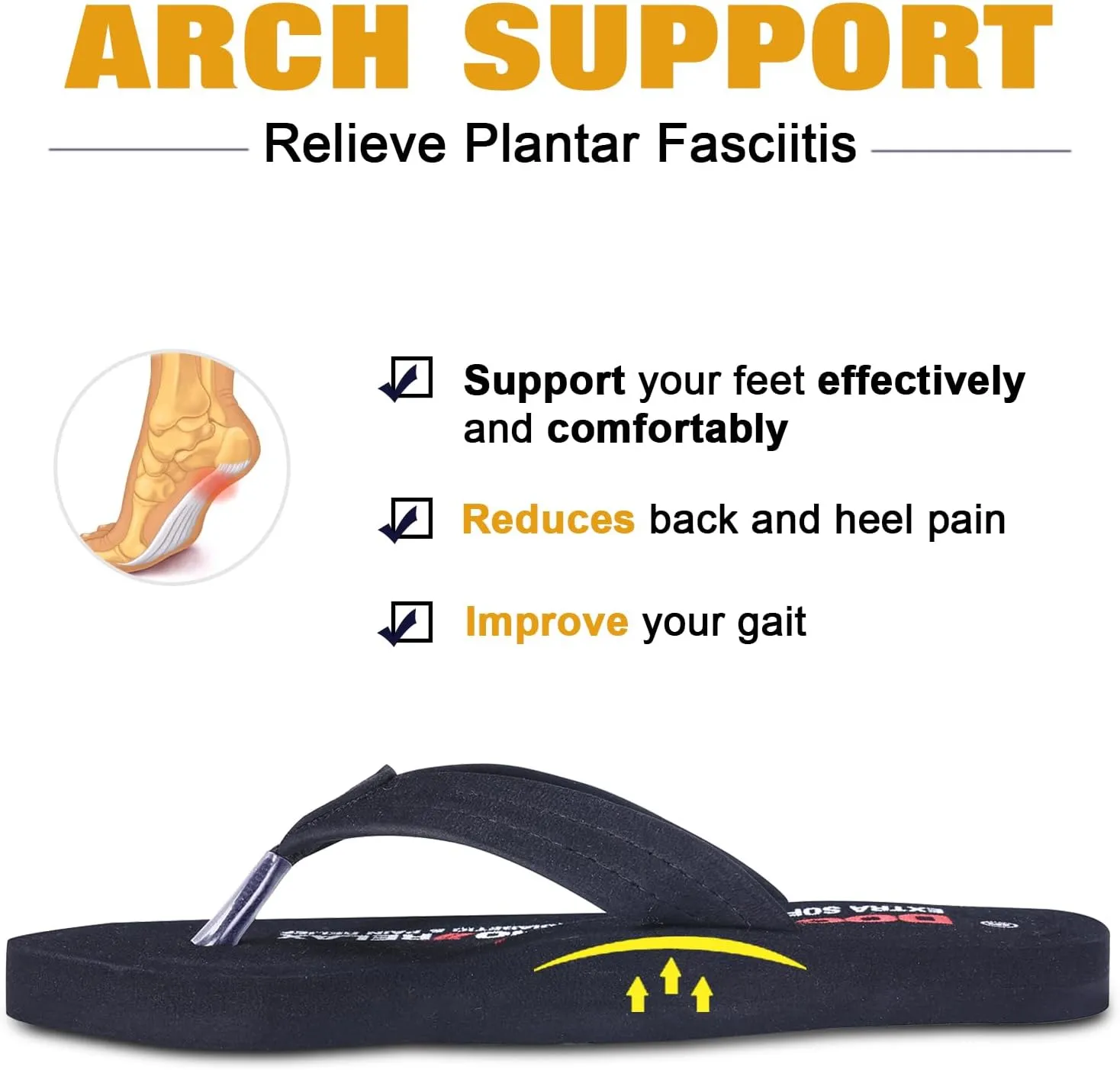 Thong Arch Support Ortho Slippers for Women| Orthopedic Diabetic & Stylish| Lightweight Comfortable & Casual|Pregnancy Anti-Skid Bedroom Daily Use House Flip-Flops Ladies Girls D-15