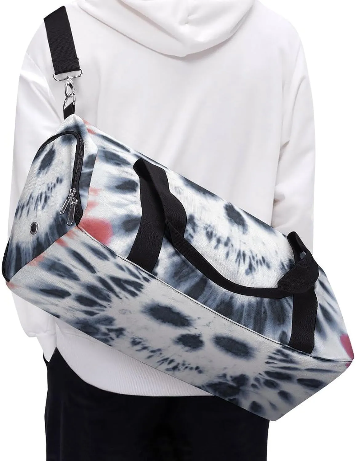 Tie Dye with Skulls Fitness Large Gym Bag for Unisex with Shoe Compartment & Wet Pocket
