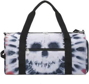 Tie Dye with Skulls Fitness Large Gym Bag for Unisex with Shoe Compartment & Wet Pocket