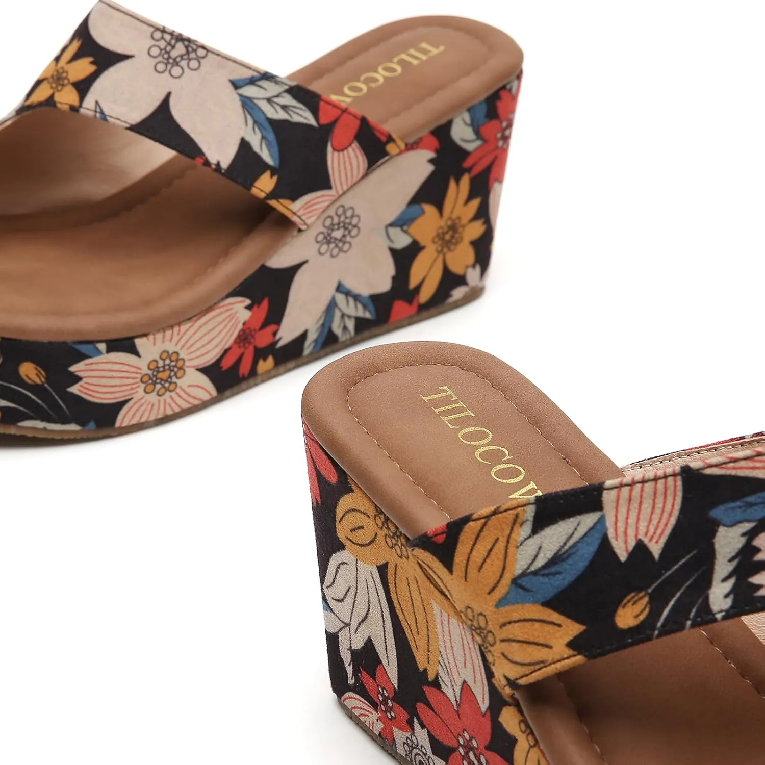 Tilocow Wedge Bunion Sandals for Women Platform Slipper High Heel Wedge Flip-Flop Light Weight Ladies Shoes