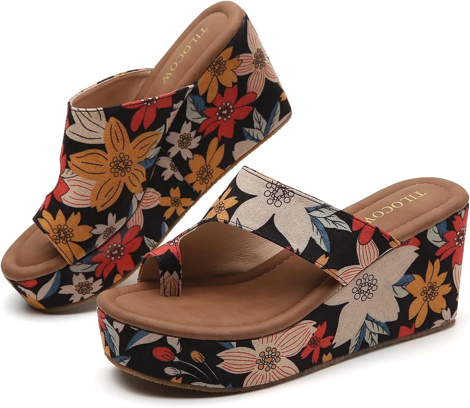 Tilocow Wedge Bunion Sandals for Women Platform Slipper High Heel Wedge Flip-Flop Light Weight Ladies Shoes