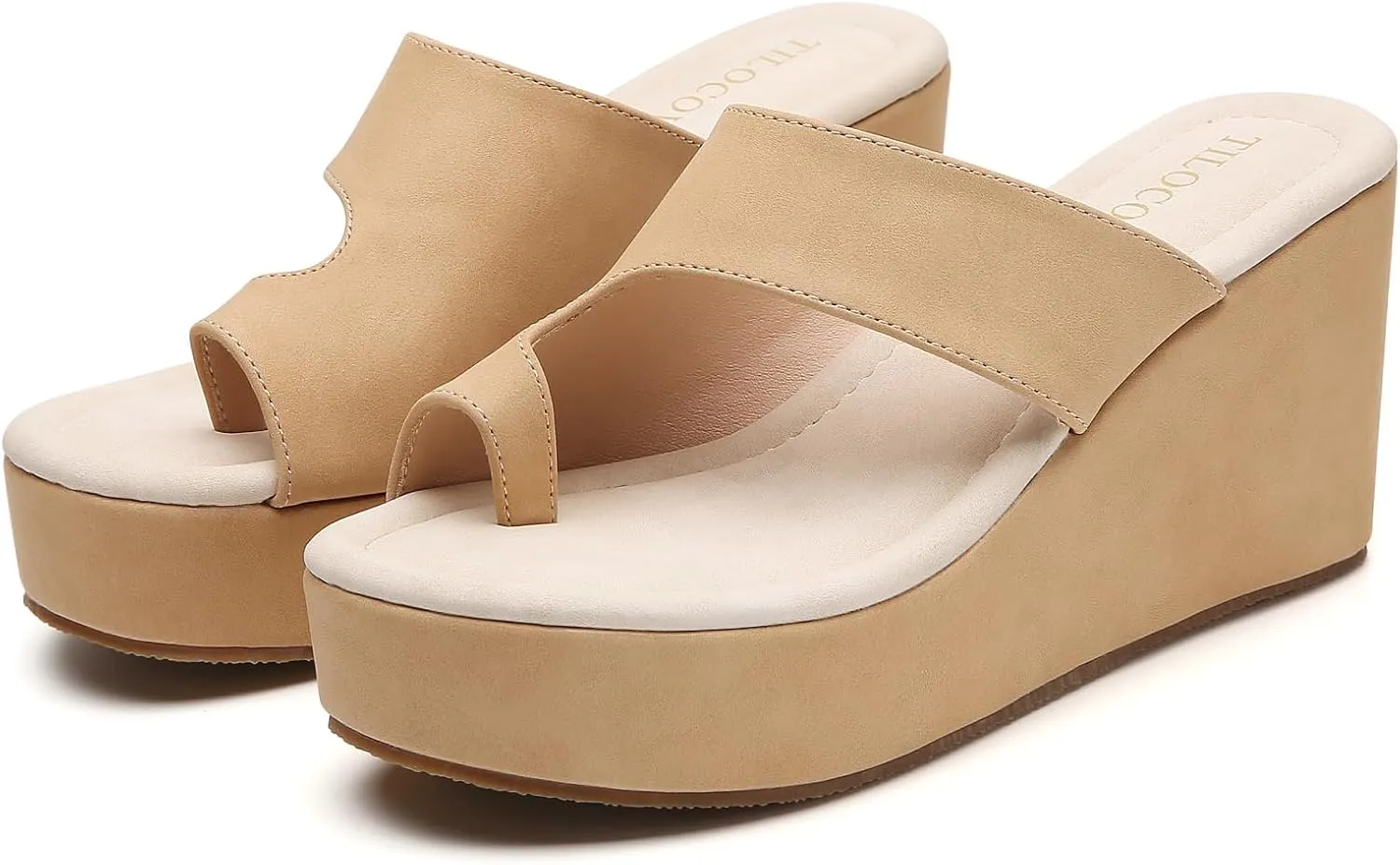 Tilocow Wedge Bunion Sandals for Women Platform Slipper High Heel Wedge Flip-Flop Light Weight Ladies Shoes