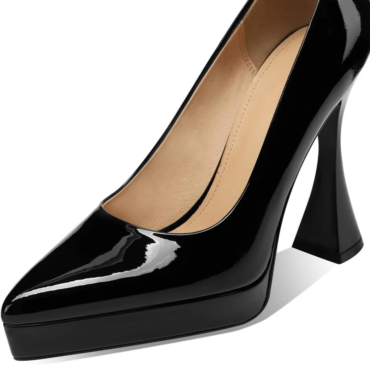 TinaCus Handmade Platform High Heels Women's Pointed Toe Patent Leather Stylish Pumps Shoes