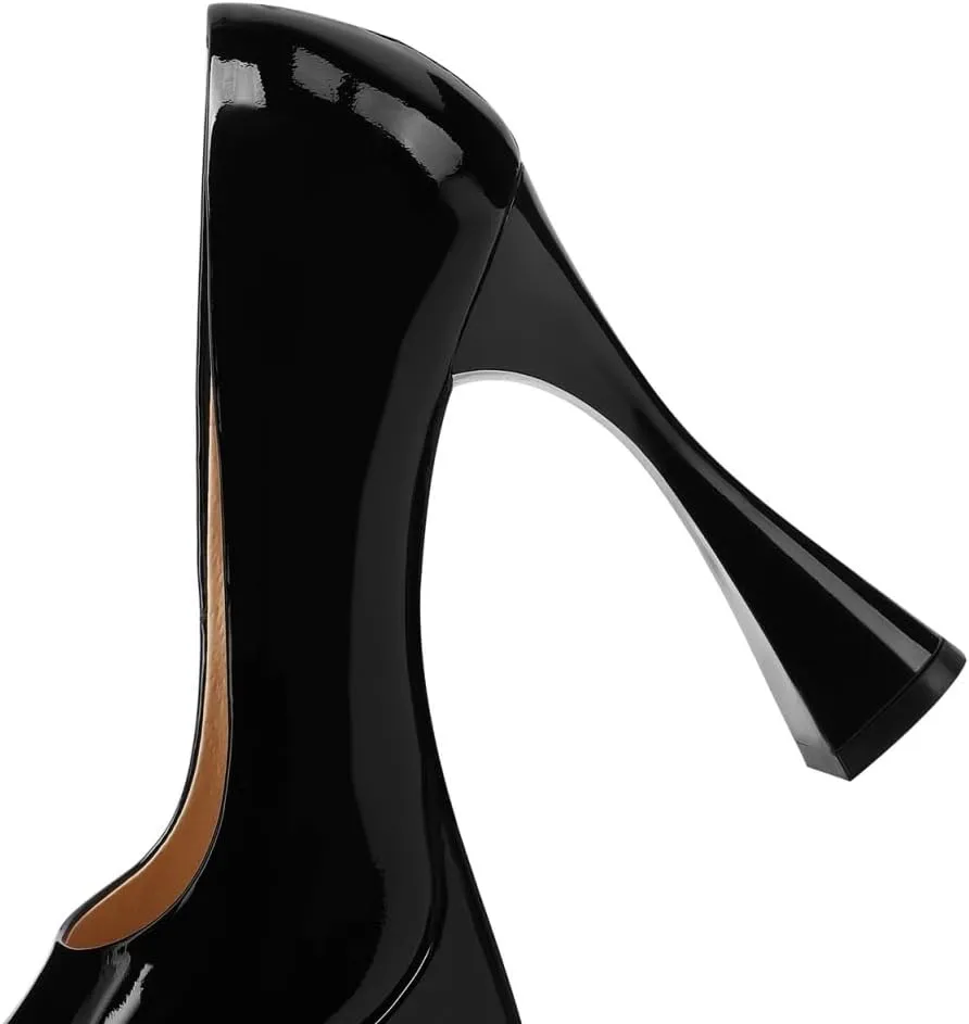 TinaCus Handmade Platform High Heels Women's Pointed Toe Patent Leather Stylish Pumps Shoes
