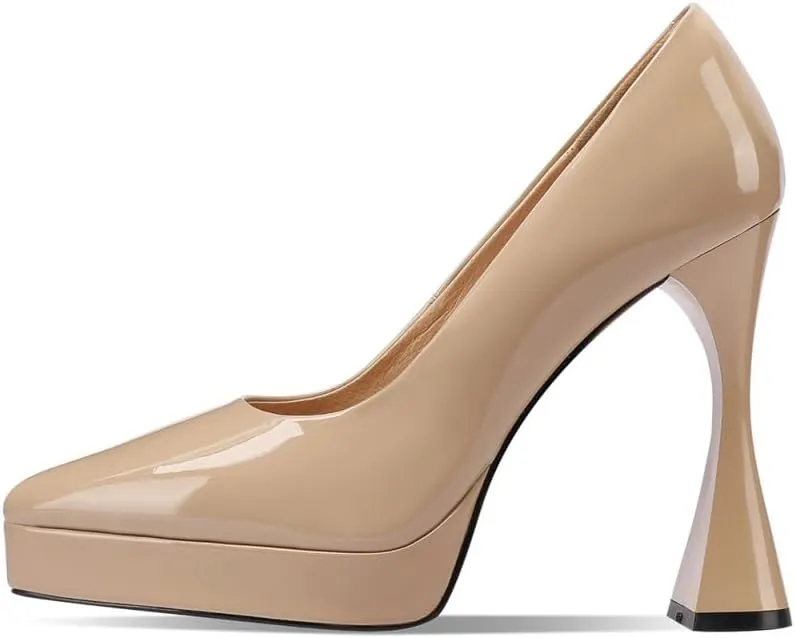 TinaCus Handmade Platform High Heels Women's Pointed Toe Patent Leather Stylish Pumps Shoes