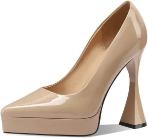 TinaCus Handmade Platform High Heels Women's Pointed Toe Patent Leather Stylish Pumps Shoes
