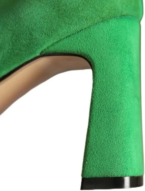 TinaCus Suede Leather Square Toe Handmade Platform High Chunky Heels Stylish Women's Pumps Shoes