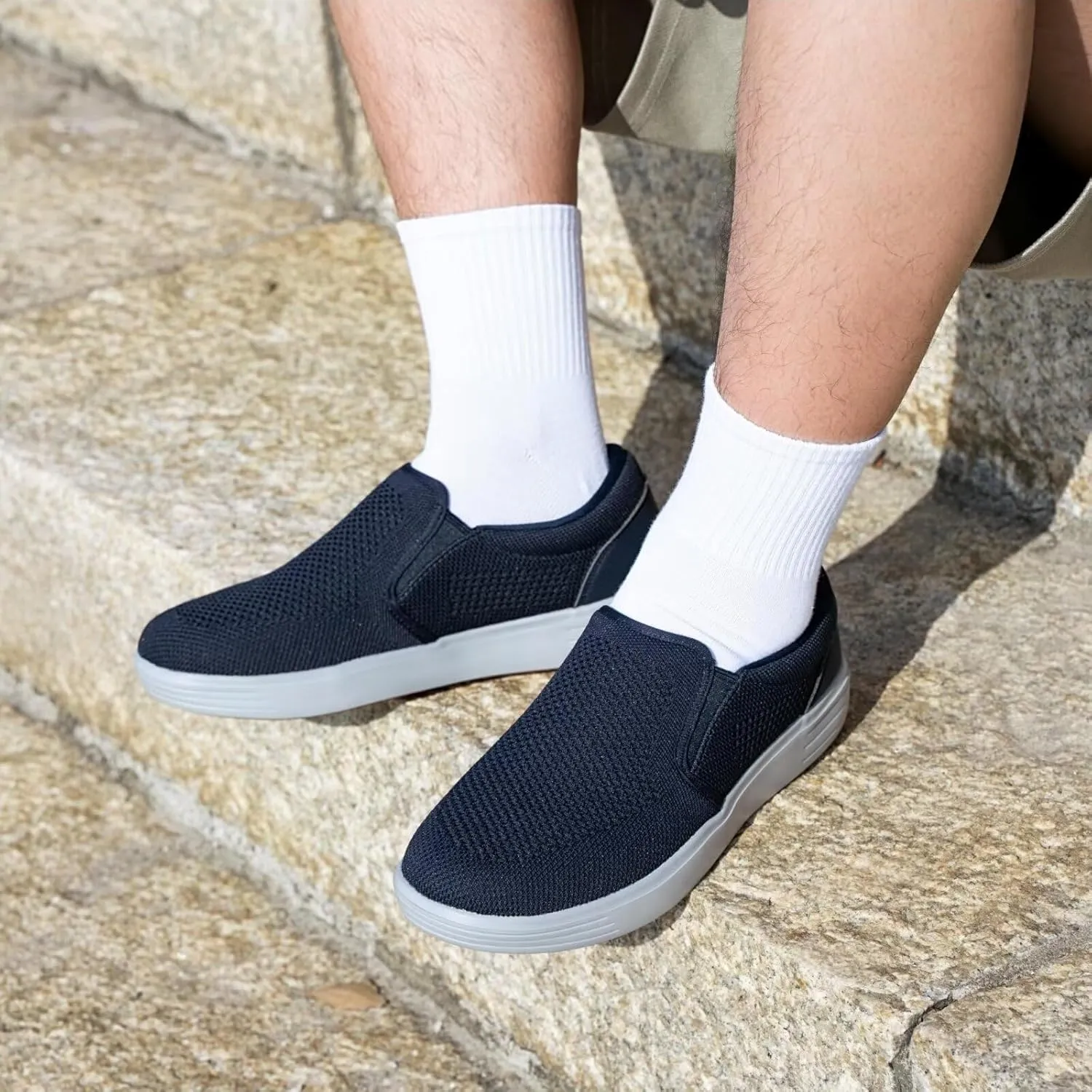 TIOSEBON Men's Mesh Slip on Walking Shoes-Comfortable Drving Loafer Fashion Sneaker