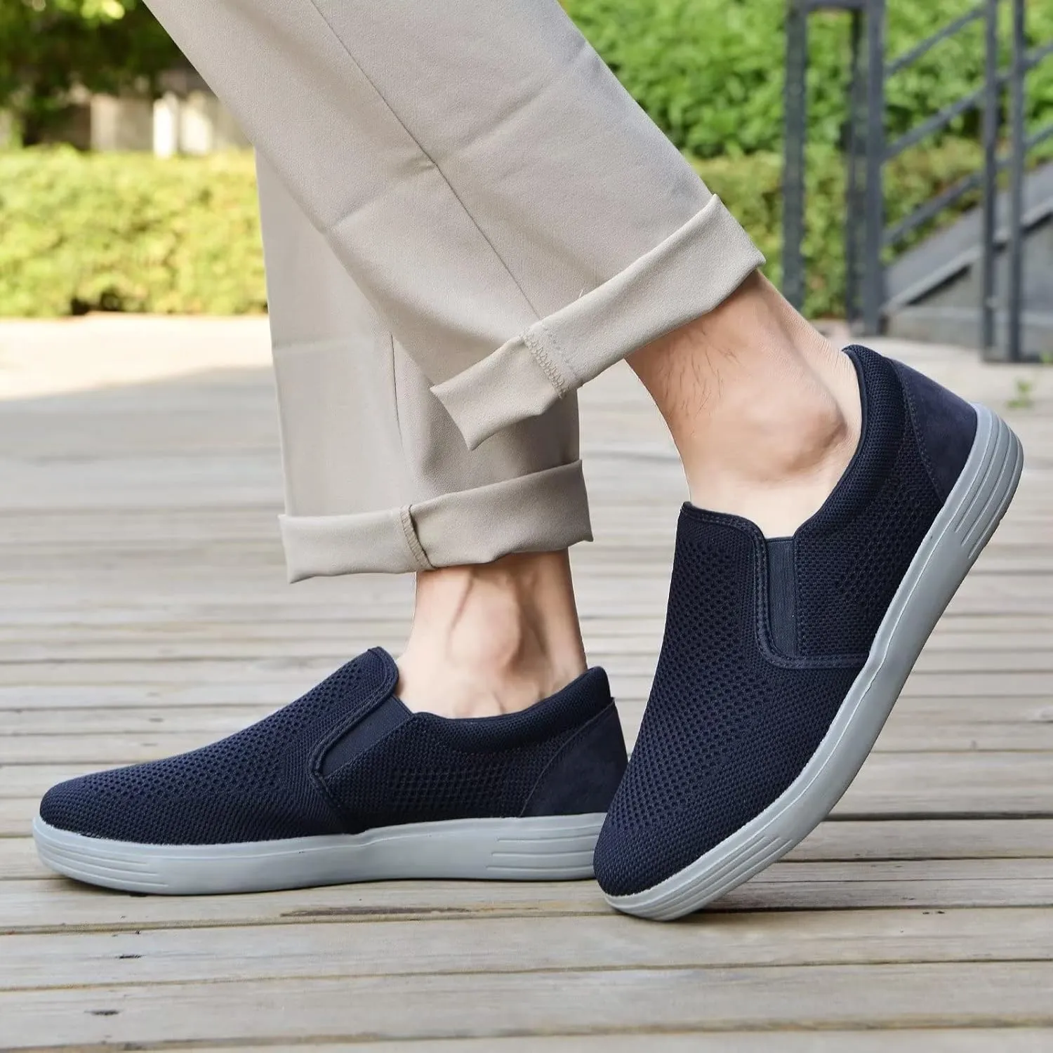 TIOSEBON Men's Mesh Slip on Walking Shoes-Comfortable Drving Loafer Fashion Sneaker