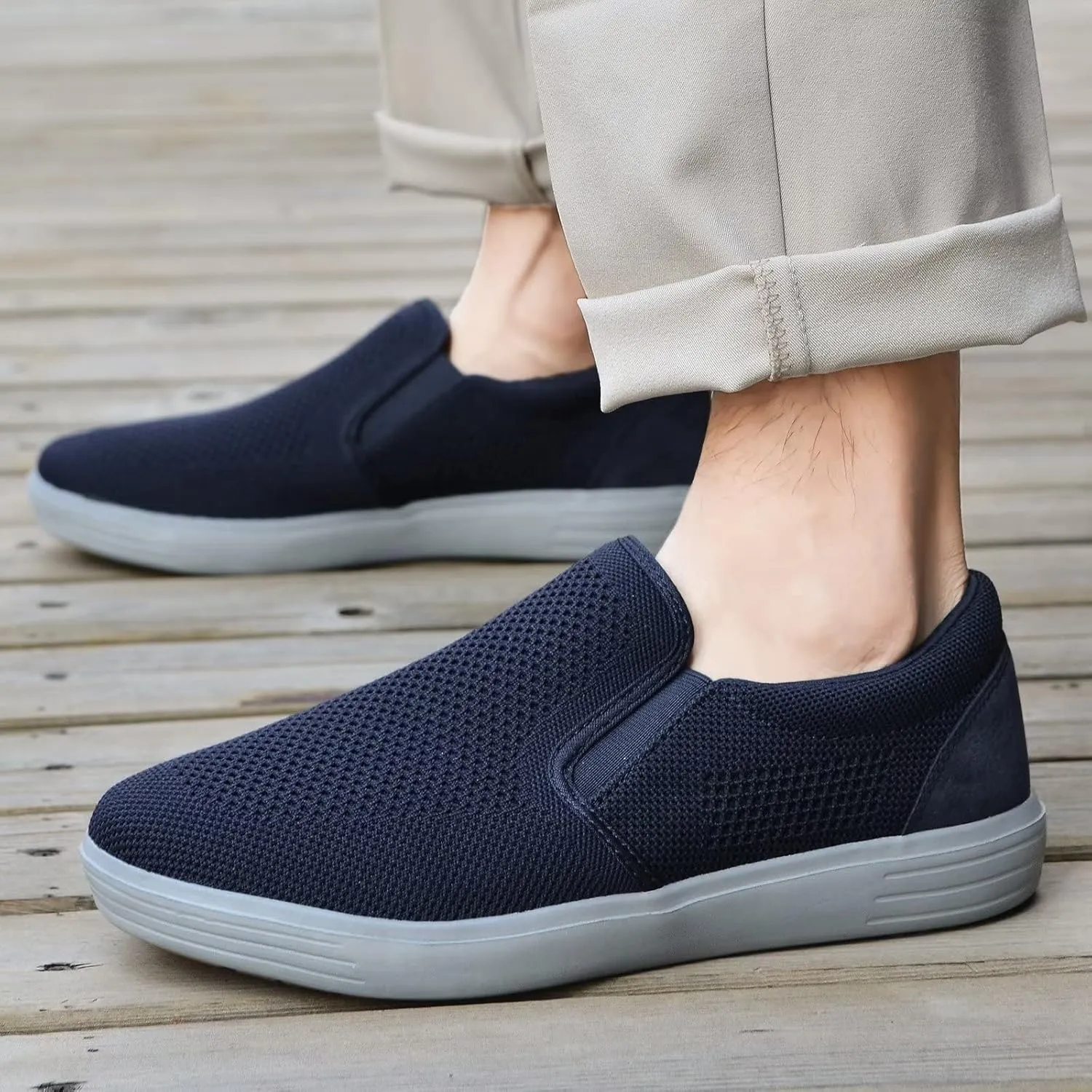 TIOSEBON Men's Mesh Slip on Walking Shoes-Comfortable Drving Loafer Fashion Sneaker