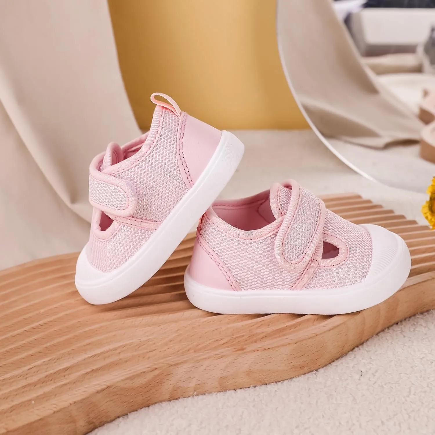 Toddler Girls Boys Shoes Kids Canvas Sneakers with Cartoon Print Adjustable Strap