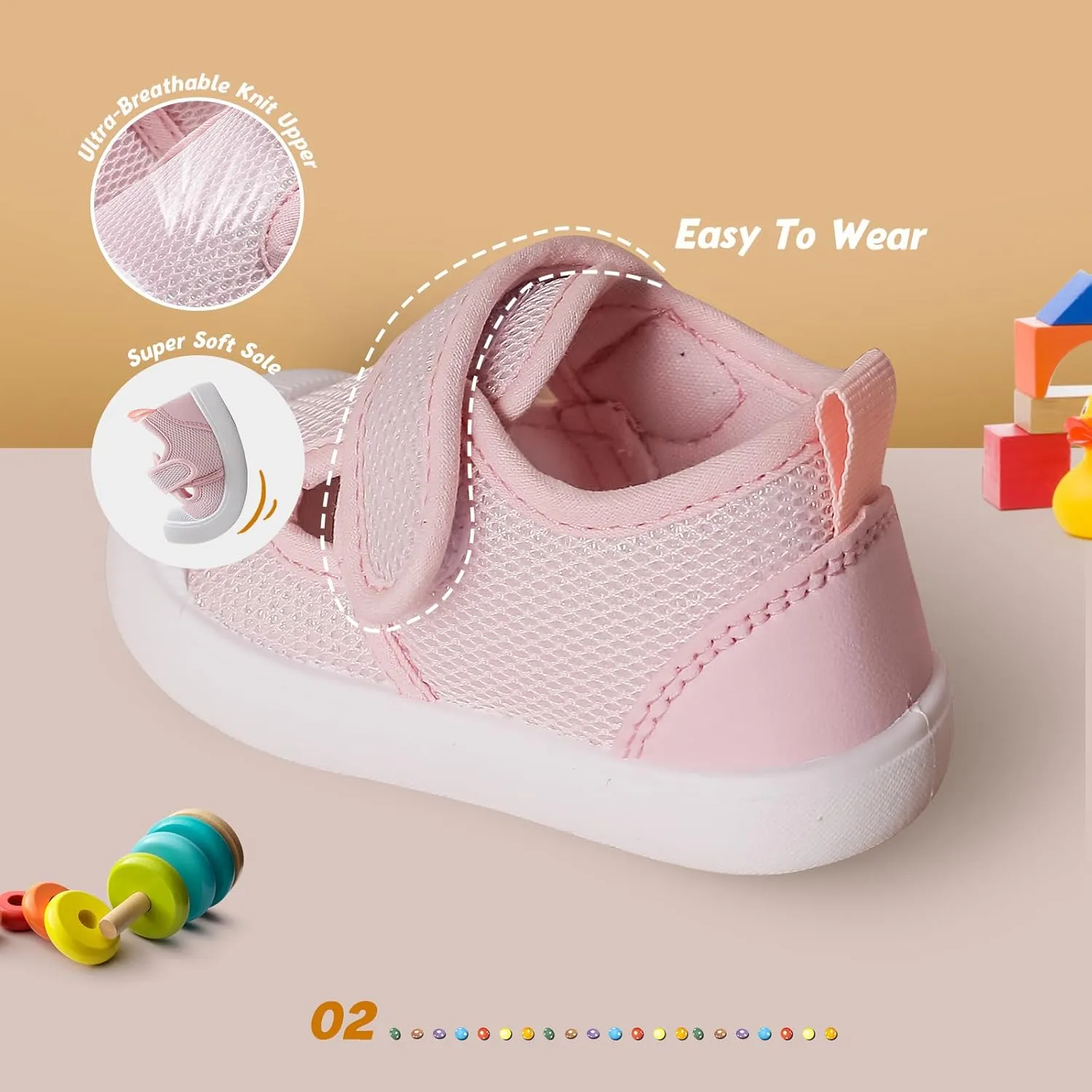 Toddler Girls Boys Shoes Kids Canvas Sneakers with Cartoon Print Adjustable Strap
