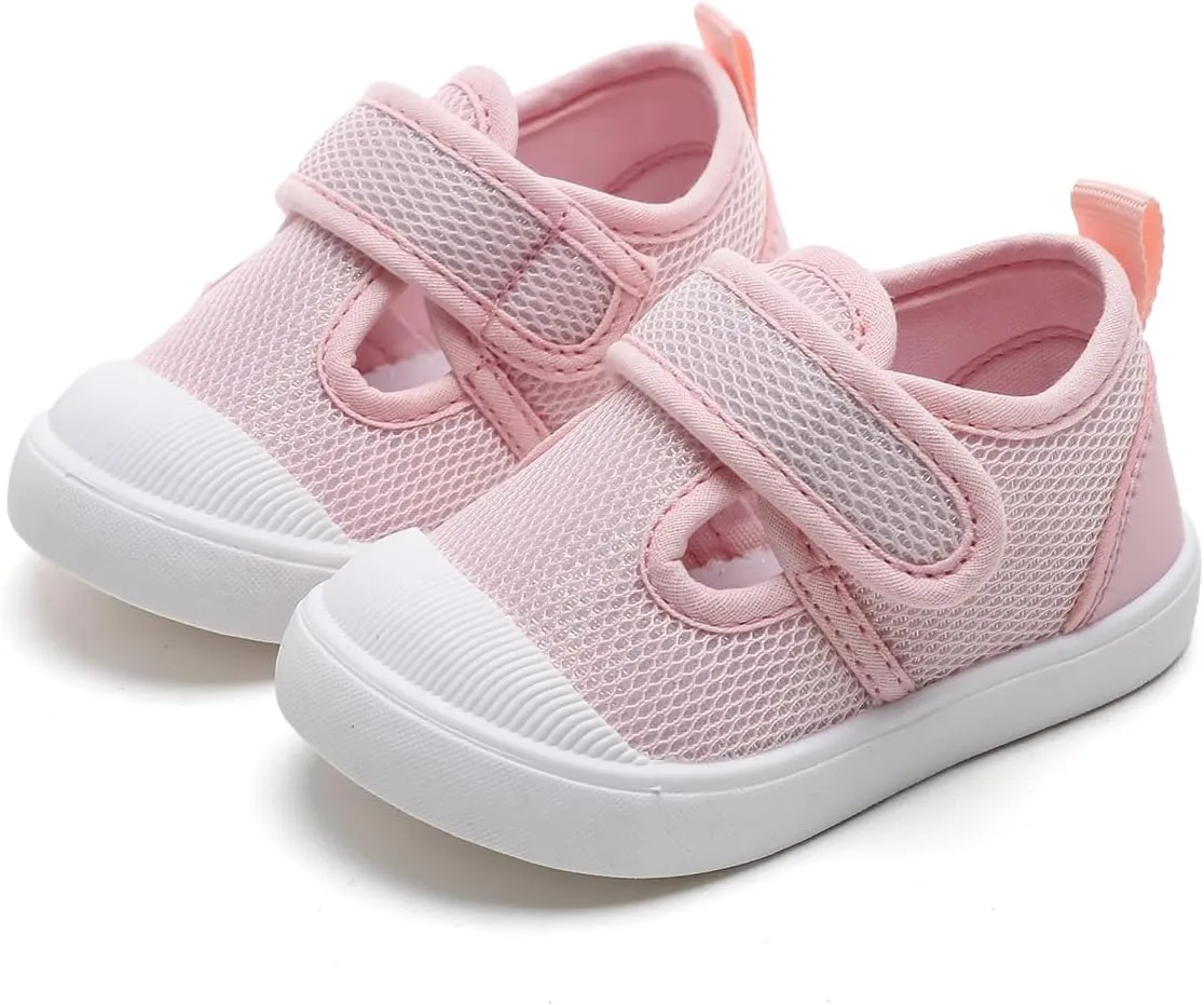 Toddler Girls Boys Shoes Kids Canvas Sneakers with Cartoon Print Adjustable Strap