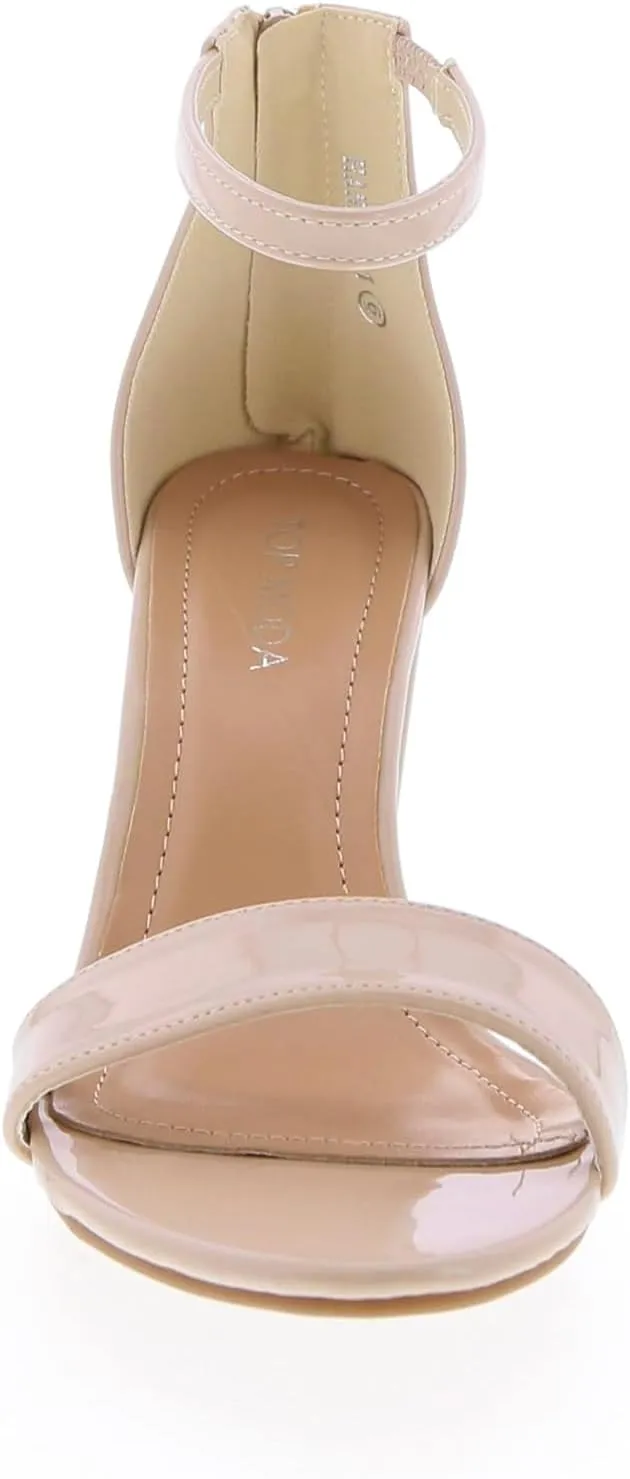 TOP MODA Hannah-1 Ankle Strap Dressy High Heel Sandal, Non-slip Sole, For Wedding, Party, Prom, Evening Wear, or Any Occasion, Sleek Style Block Heel Sandals