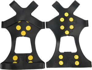 Topyond 10 Steel Teeth Snow Climbing Crampons, Anti Slip Shoe Spikes, TPE and Steel, Compact and Lightweight Snow Shoe Spikes, for Hiking, Mountaineering Outdoor Activities (XL)