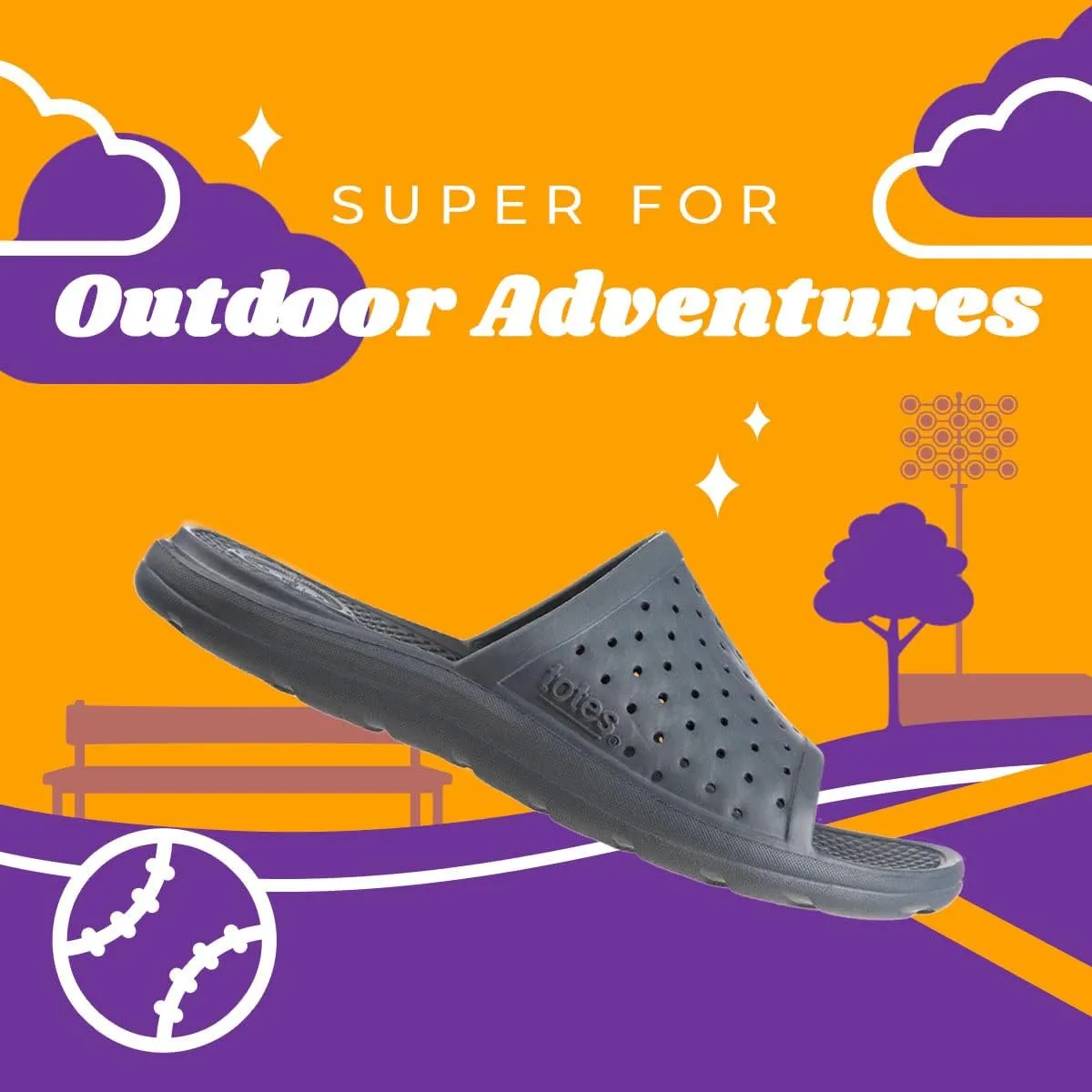 totes Women's Everywear Ara Slide: All-Day comfort in a Lightweight and Springy Sandal, Flexible Waterproof Contoured Footbed, Durable Scuff Resistants, Perfect for the Beach or Pool