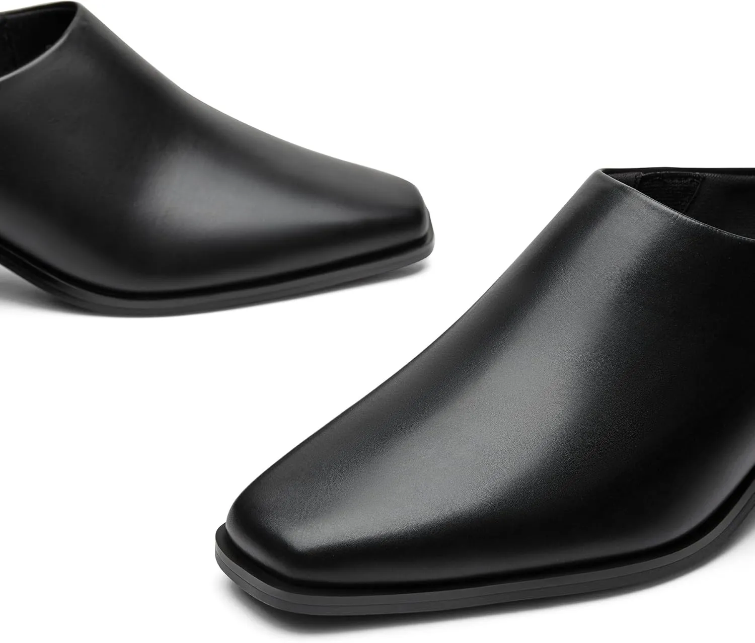 Trary Womens Mules, Closed Square Toe Chunky Heel Mules, Low Block Heel Backless Loafers Shoes, Slip On Mules for Women Dress Party Shoes