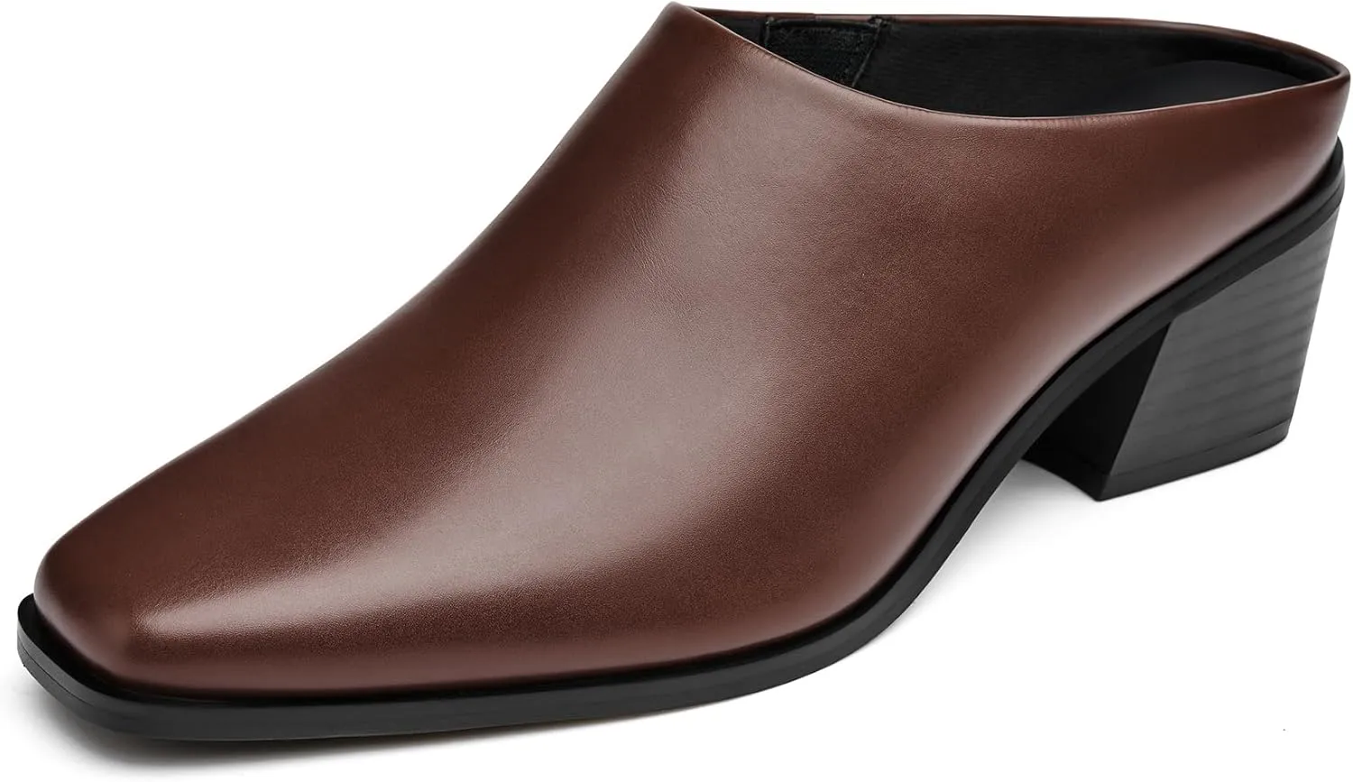 Trary Womens Mules, Closed Square Toe Chunky Heel Mules, Low Block Heel Backless Loafers Shoes, Slip On Mules for Women Dress Party Shoes