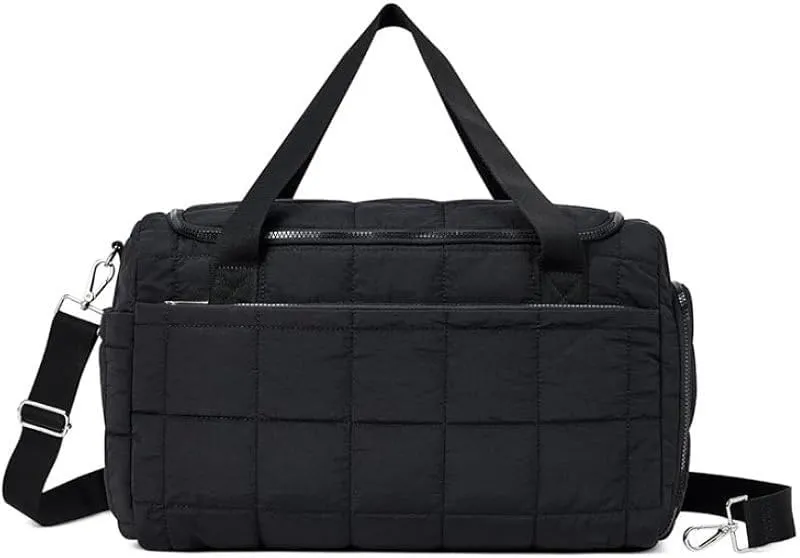 Travel duffel bag, gym bag, overnight duffel bag, with shoe compartment (black)