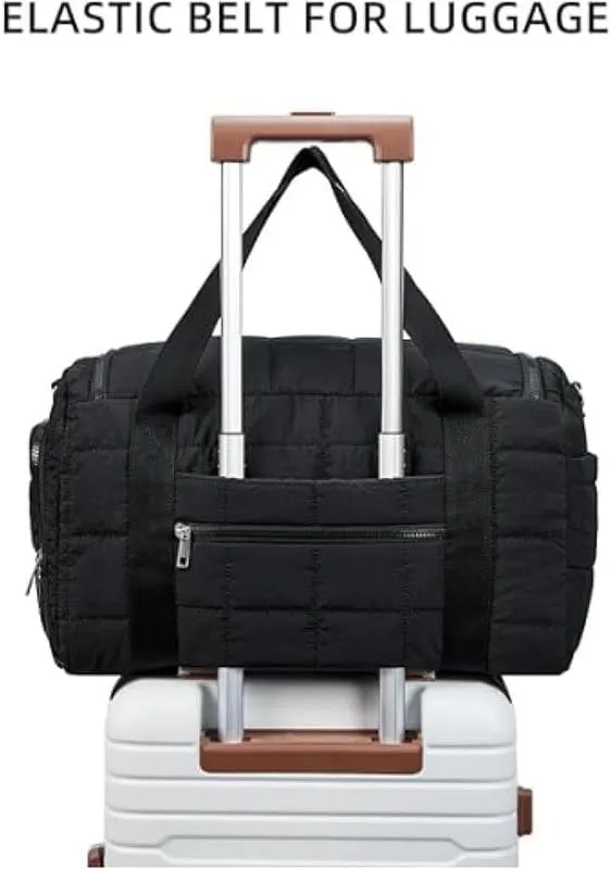 Travel duffel bag, gym bag, overnight duffel bag, with shoe compartment (black)