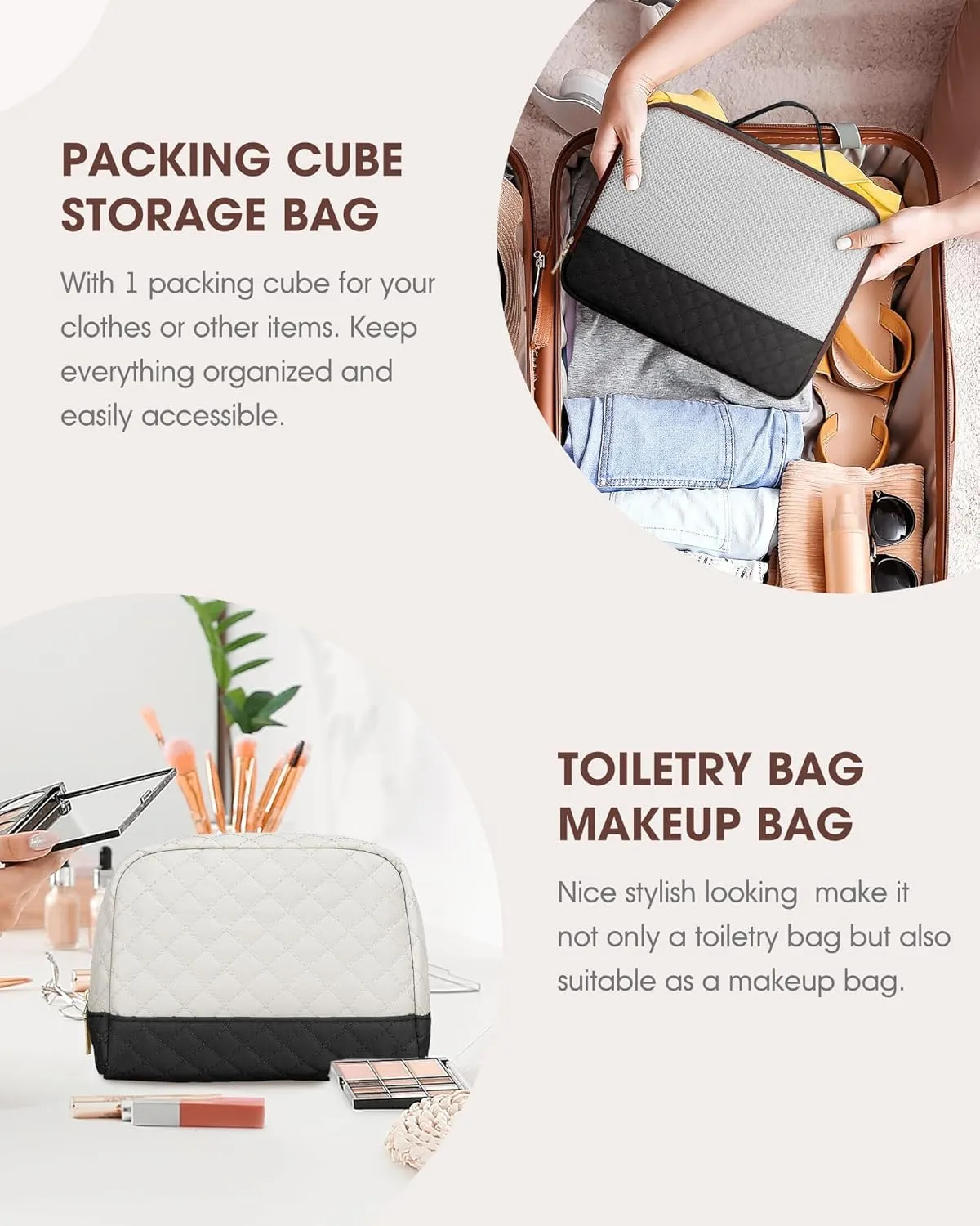 Travel Duffle Bags for Women - Overnight Weekender Bags With Toiletry Bag Carry On Duffel Bags with Shoe Compartment Hospital Bag with Wet Pocket for Labor Delivery Gym Bag Wet Pocket Black Brown