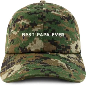 Trendy Apparel Shop Best Papa Ever One Line Embroidered Soft Crown 100% Brushed Cotton Cap