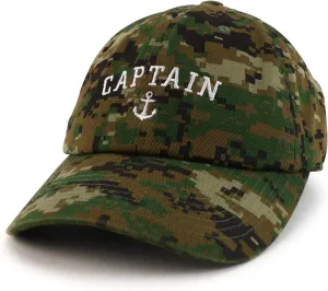 Trendy Apparel Shop Captain Anchor Embroidered Soft Crown 100% Brushed Cotton Cap